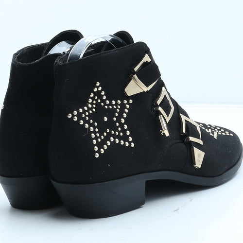Primark Womens Black Geometric Synthetic Biker Boot UK - Star Pattern