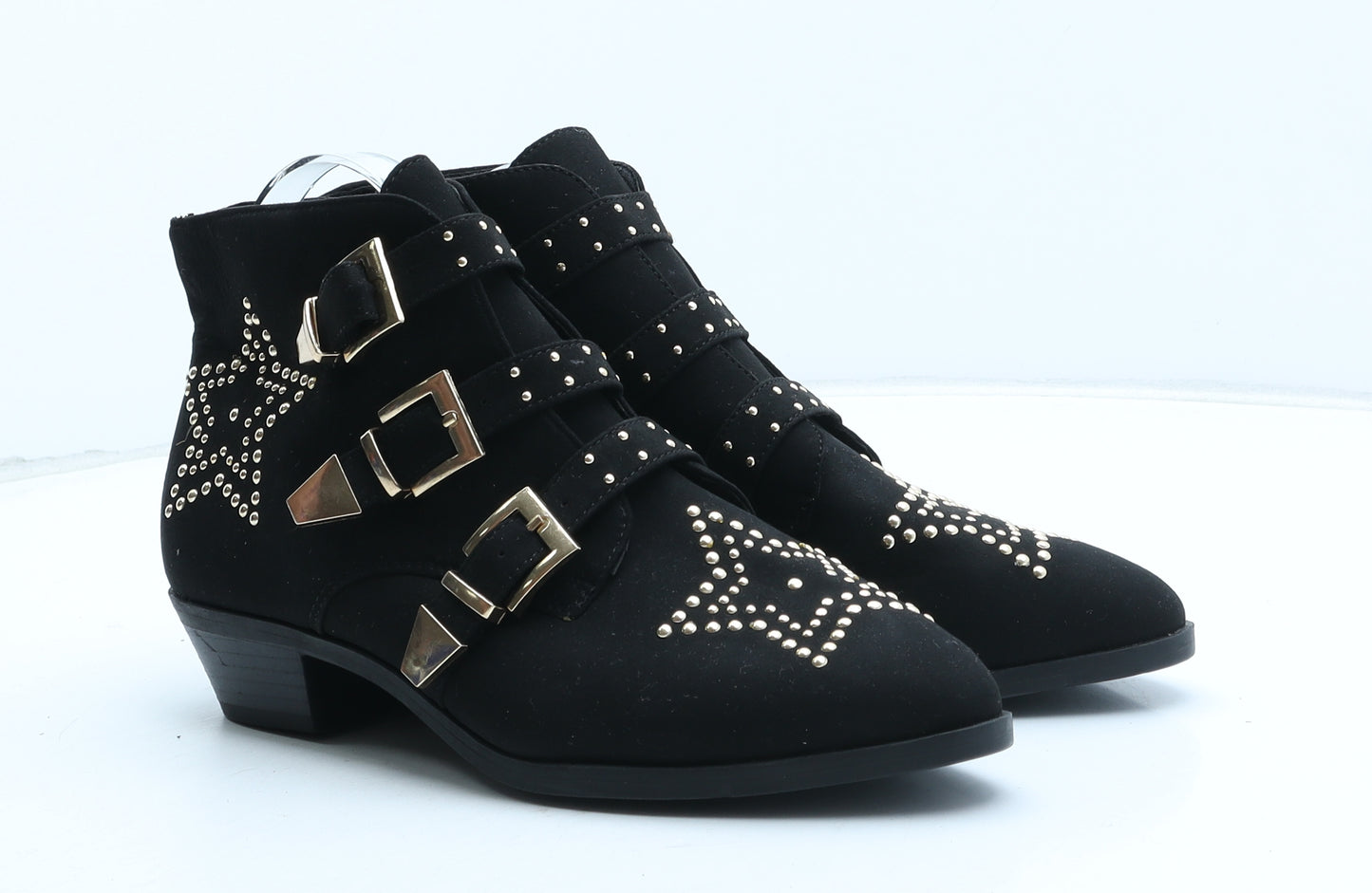Primark Womens Black Geometric Synthetic Biker Boot UK - Star Pattern
