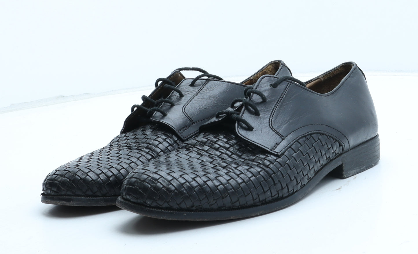 Lotus Mens Black Geometric Leather Oxford Dress UK 8 42 - UK Size Estimated 8