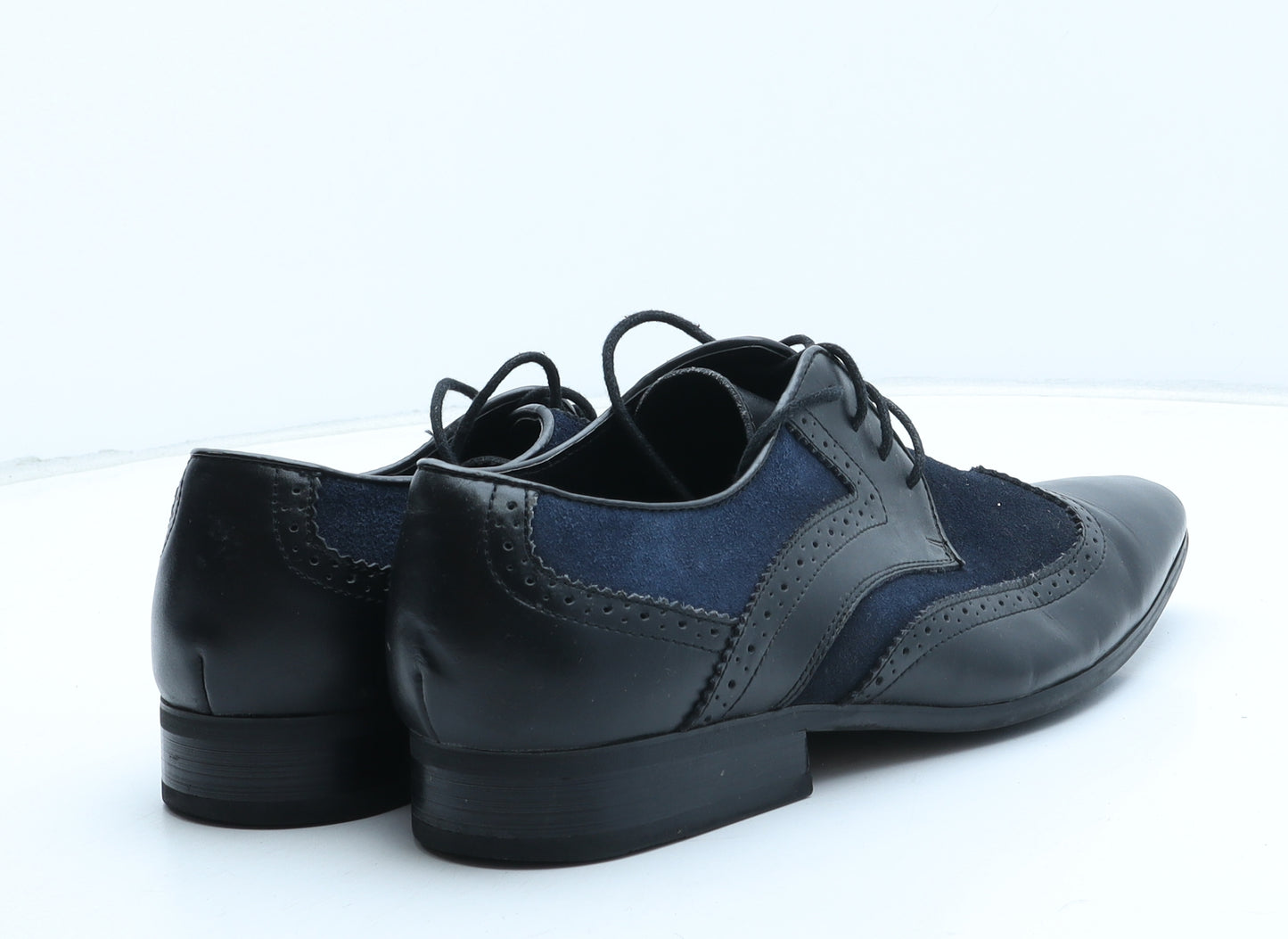 Front Mens Black Colourblock Leather Brogue Dress UK 9