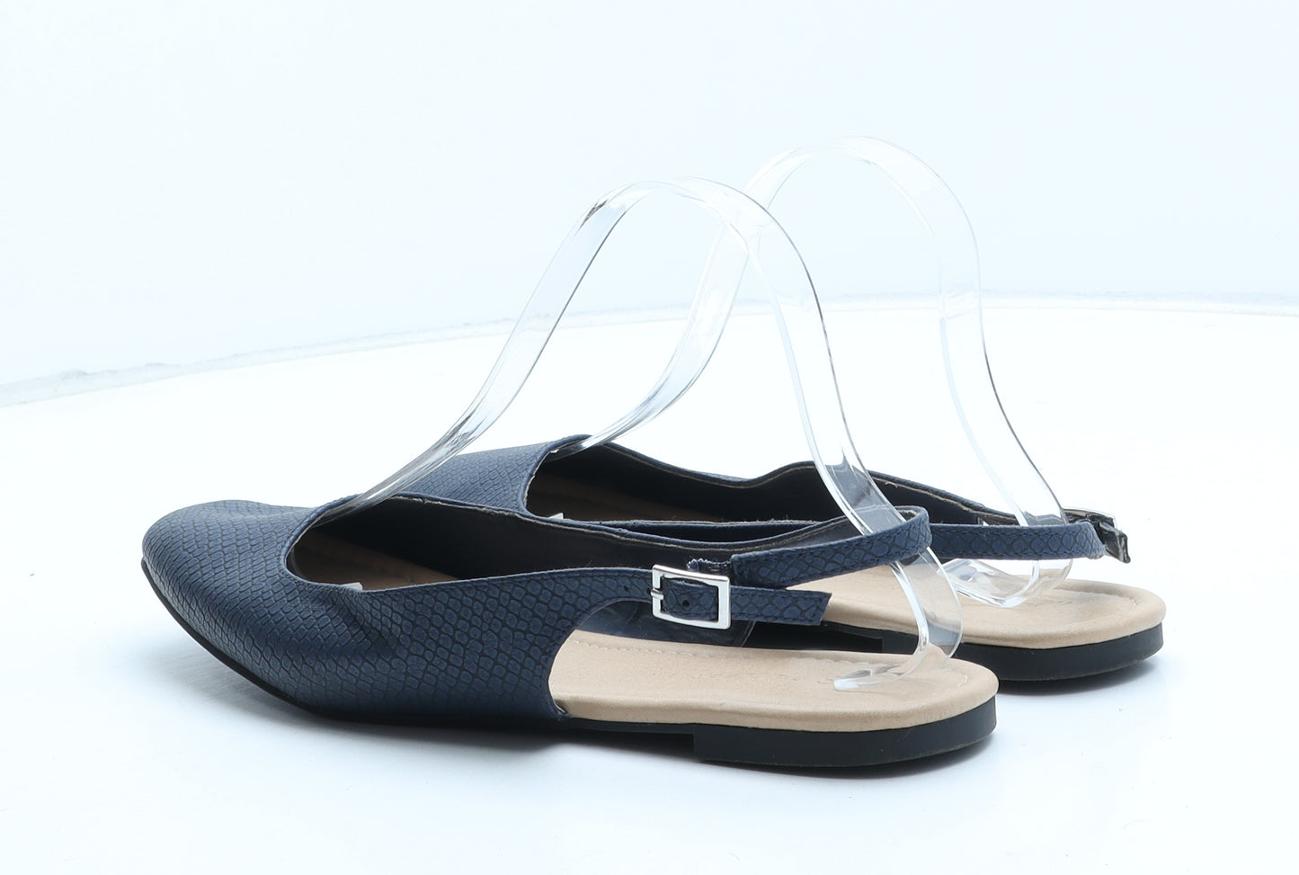 Marks and Spencer Womens Blue Geometric Synthetic Slingback Flat UK