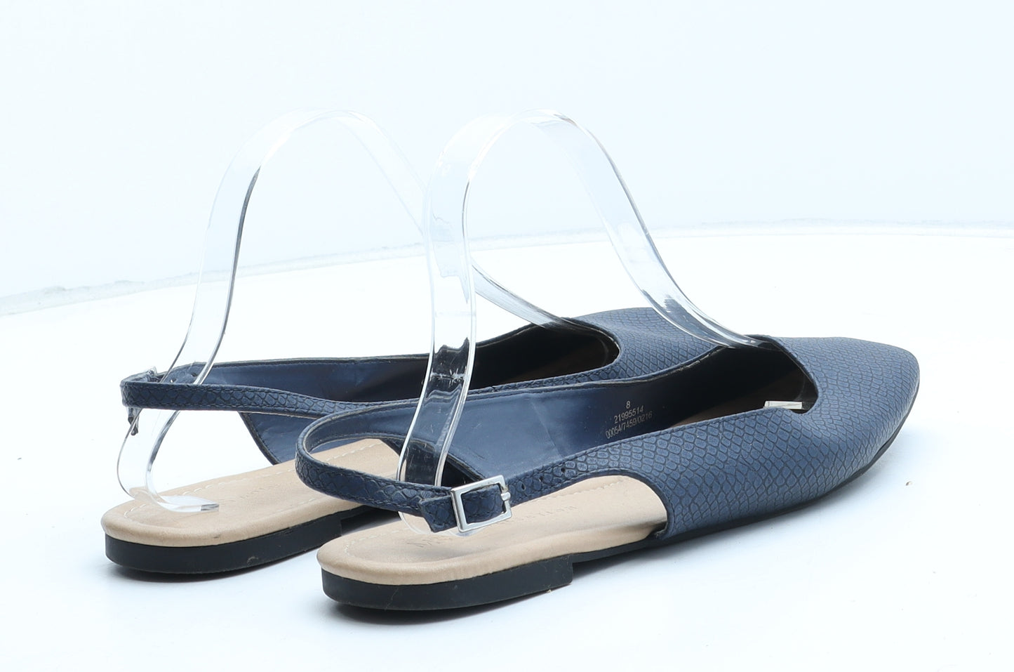 Marks and Spencer Womens Blue Geometric Synthetic Slingback Flat UK