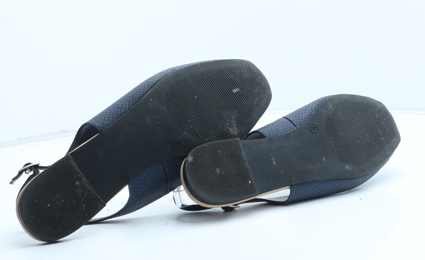 Marks and Spencer Womens Blue Geometric Synthetic Slingback Flat UK