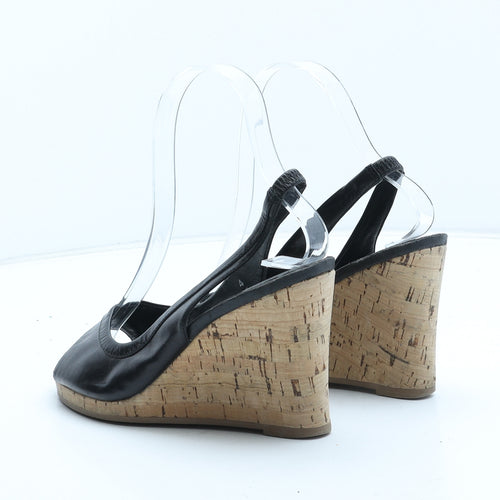 Preworn Womens Black Synthetic Slingback Heel UK