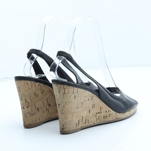 Preworn Womens Black Synthetic Slingback Heel UK