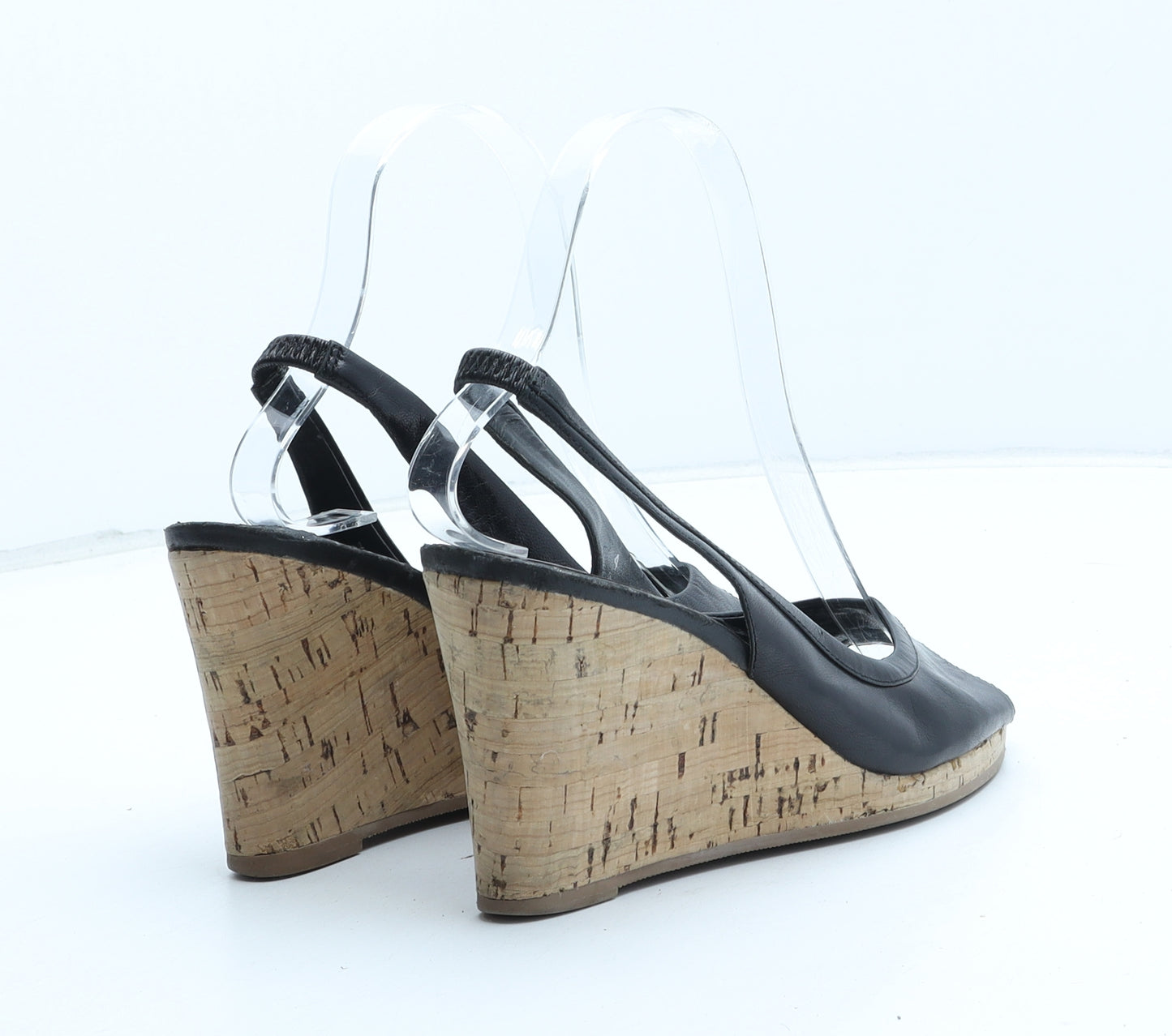 Preworn Womens Black Synthetic Slingback Heel UK