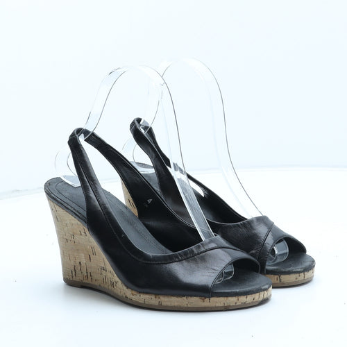 Preworn Womens Black Synthetic Slingback Heel UK