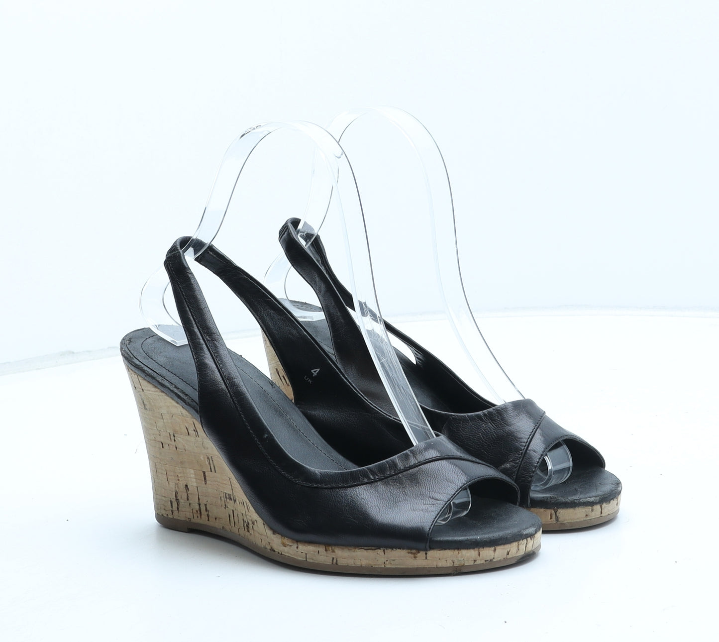 Preworn Womens Black Synthetic Slingback Heel UK