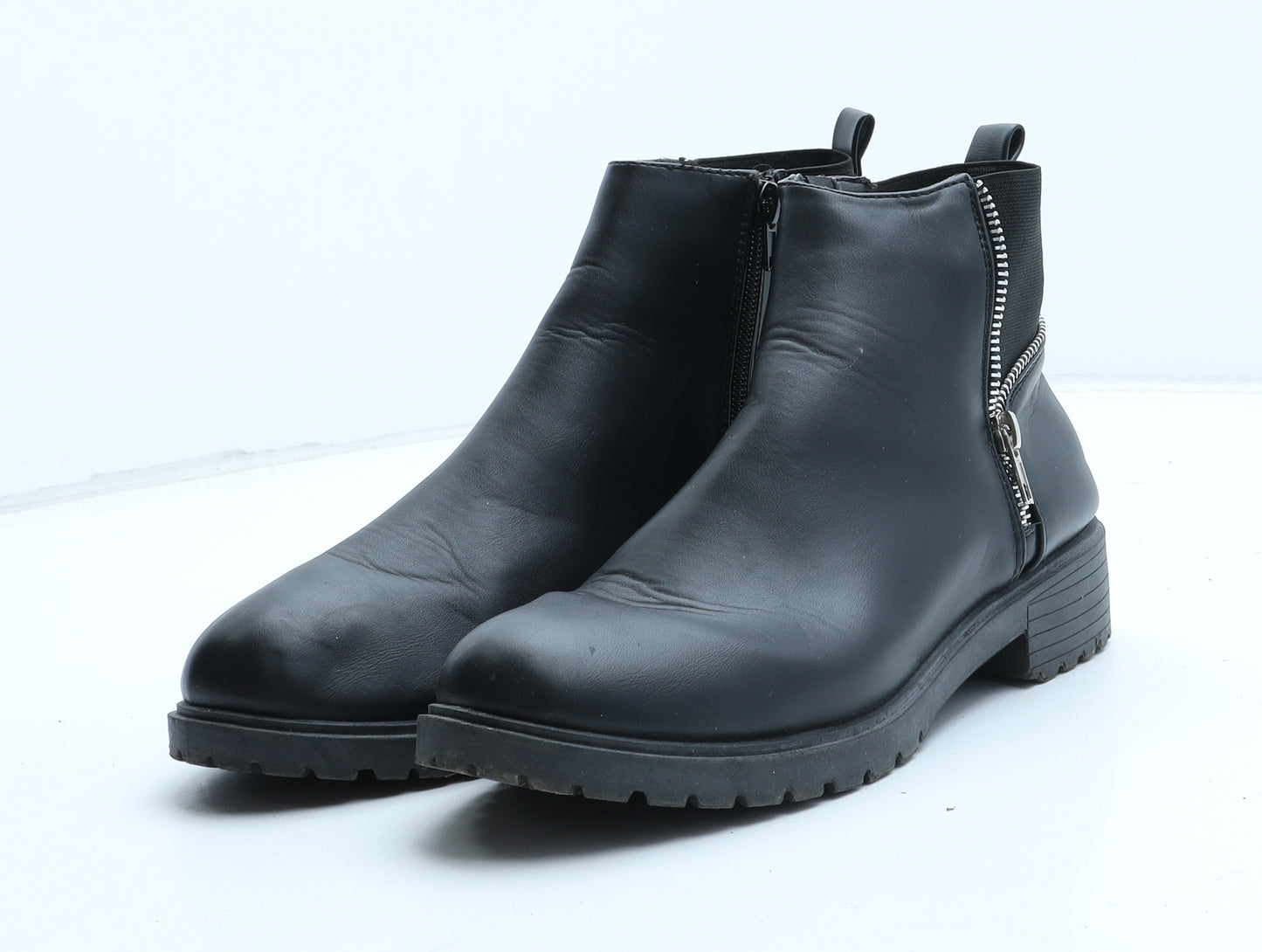 Preworn Womens Black Synthetic Bootie Boot UK
