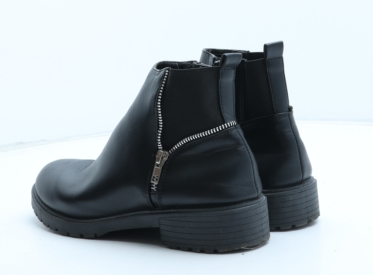 Preworn Womens Black Synthetic Bootie Boot UK