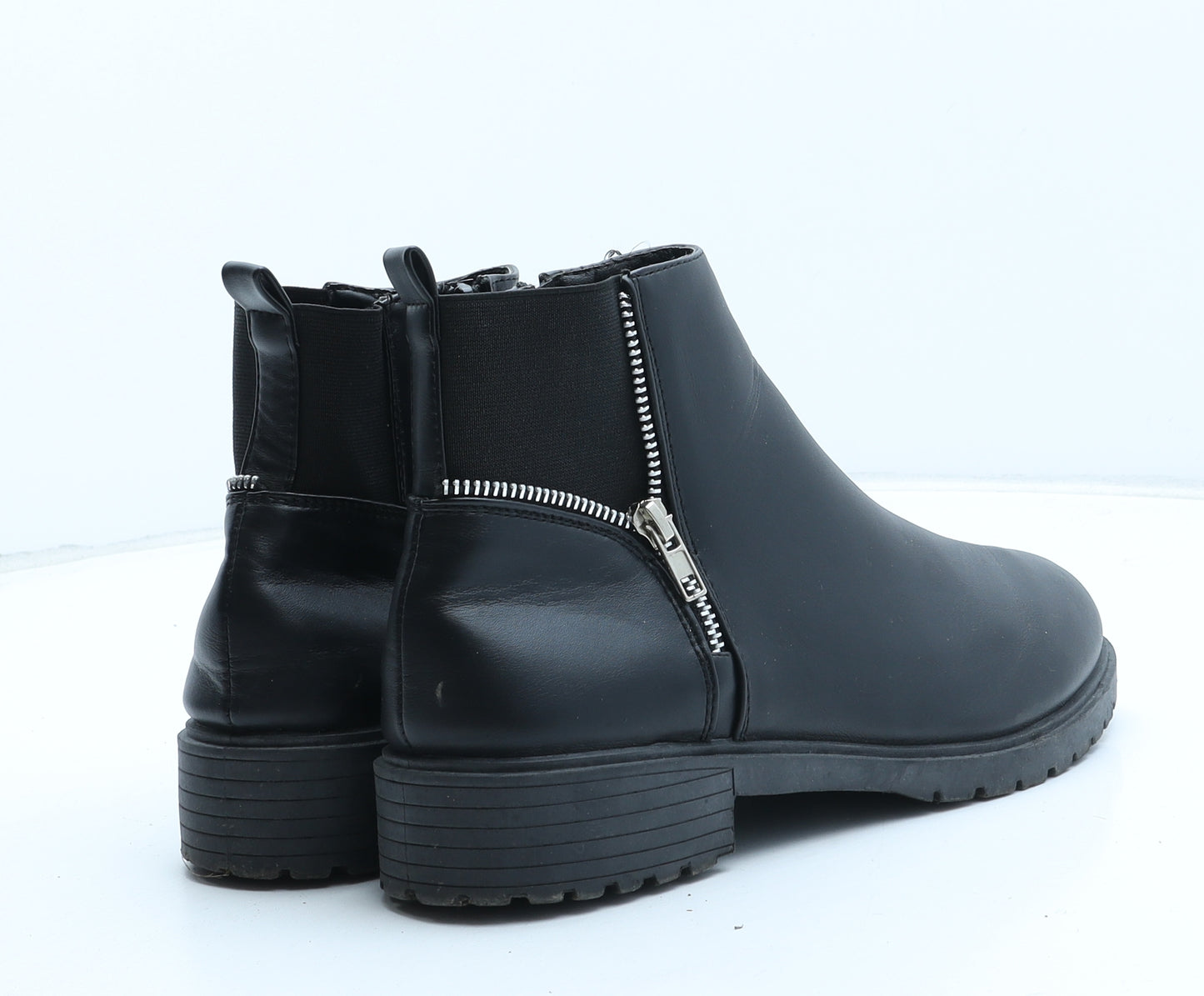 Preworn Womens Black Synthetic Bootie Boot UK