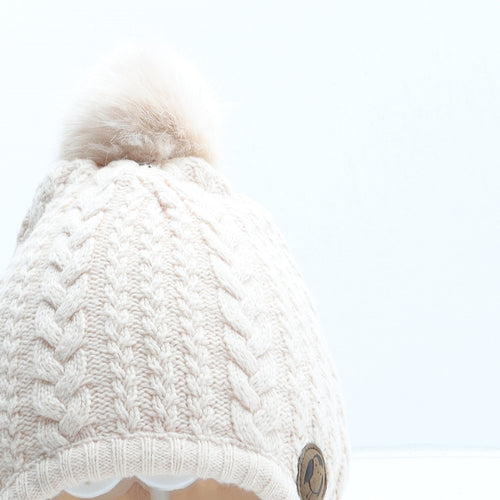 H&M Girls Pink Cotton Winter Hat One Size - Size 1-2 Years