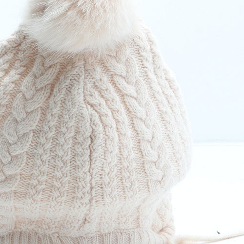 H&M Girls Pink Cotton Winter Hat One Size - Size 1-2 Years