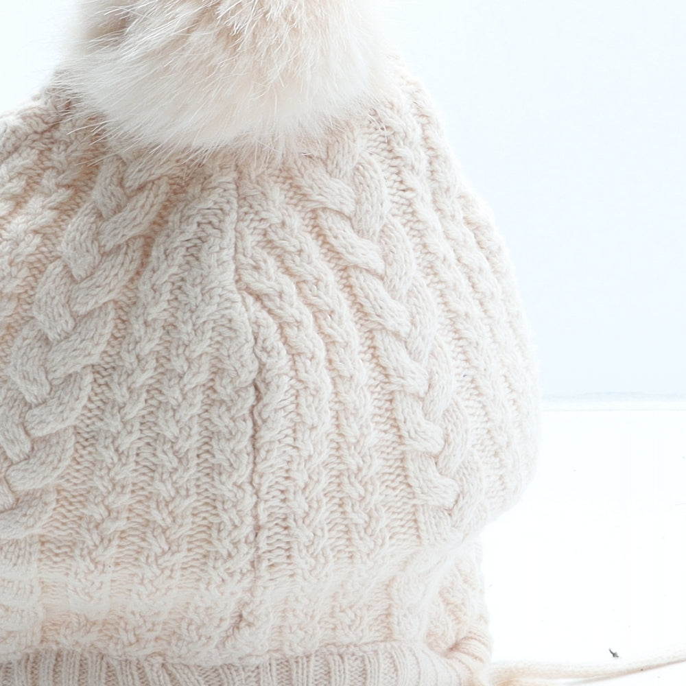 H&M Girls Pink Cotton Winter Hat One Size - Size 1-2 Years