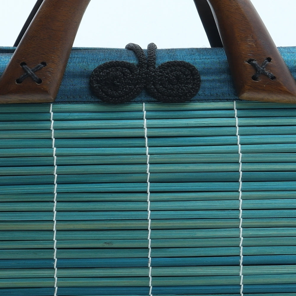 Preworn Womens Blue Wicker Top Handle Bag Size Small