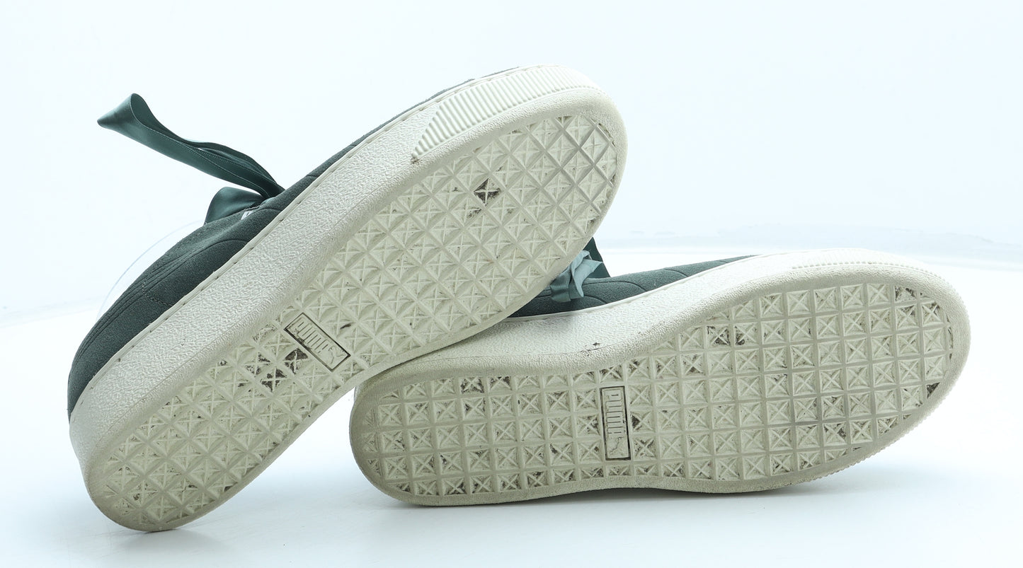 PUMA Womens Green Leather Trainer UK