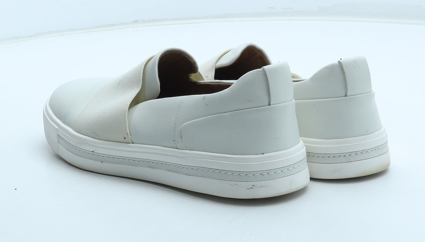 Clarks Womens White Leather Slip On Flat UK