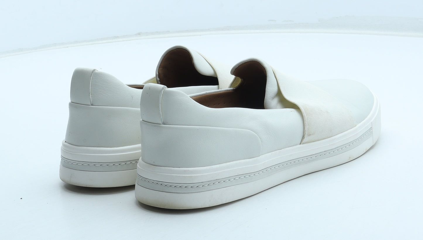 Clarks Womens White Leather Slip On Flat UK