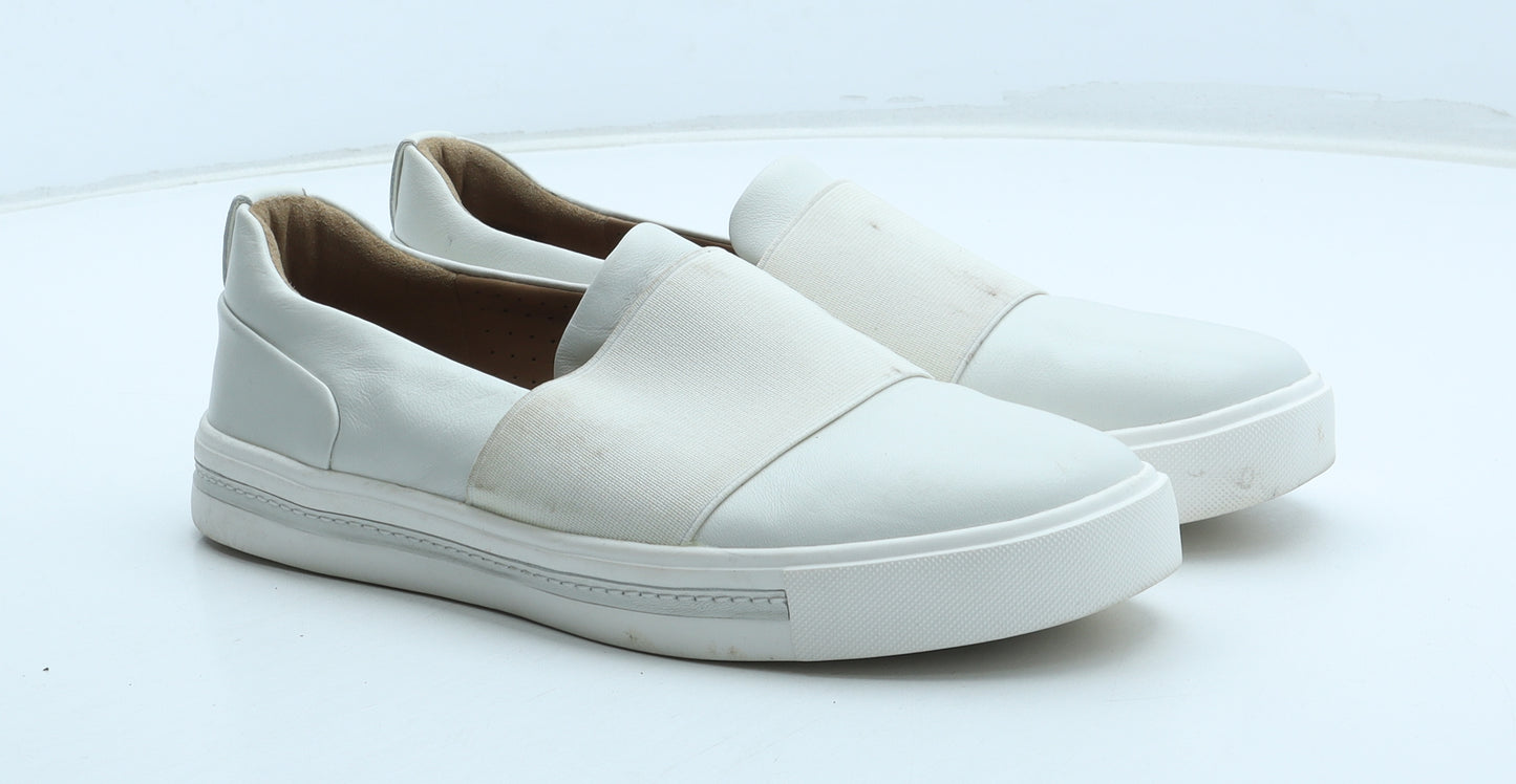 Clarks Womens White Leather Slip On Flat UK