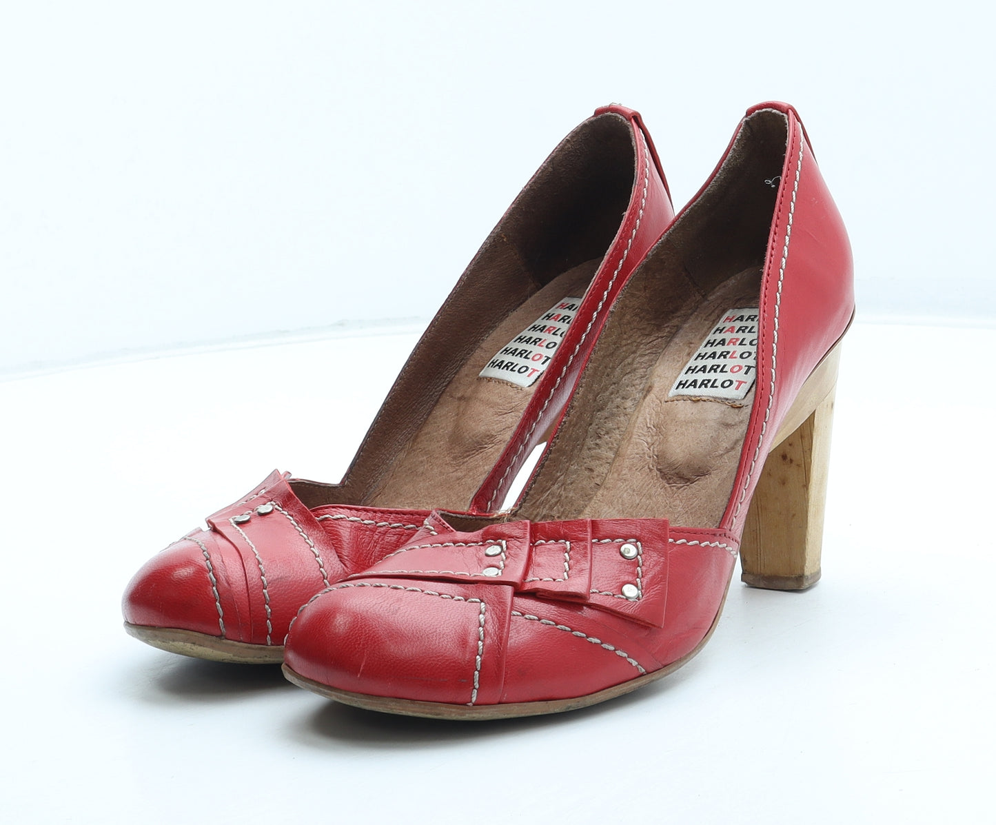Harlot Womens Red Leather Court Heel UK