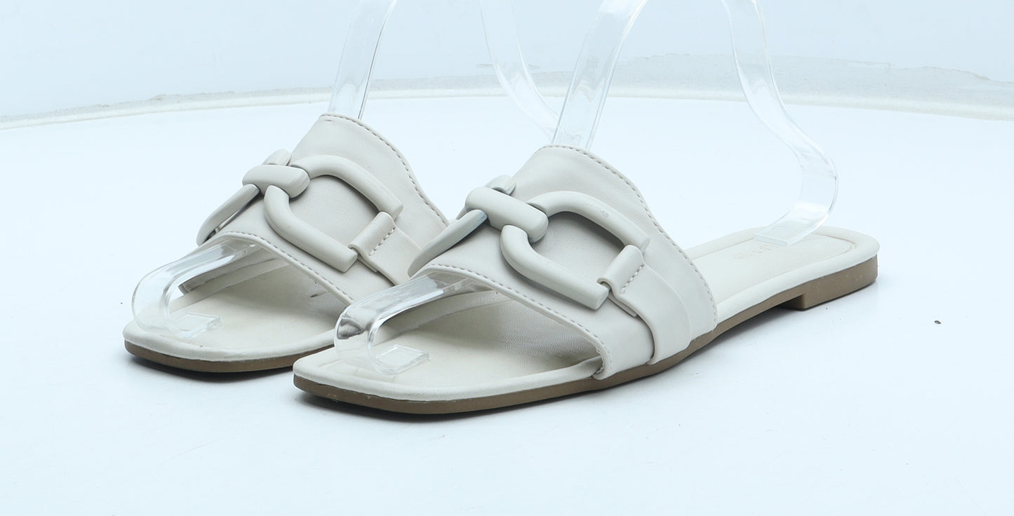 Primark Womens Beige Polyurethane Slip On Sandal UK
