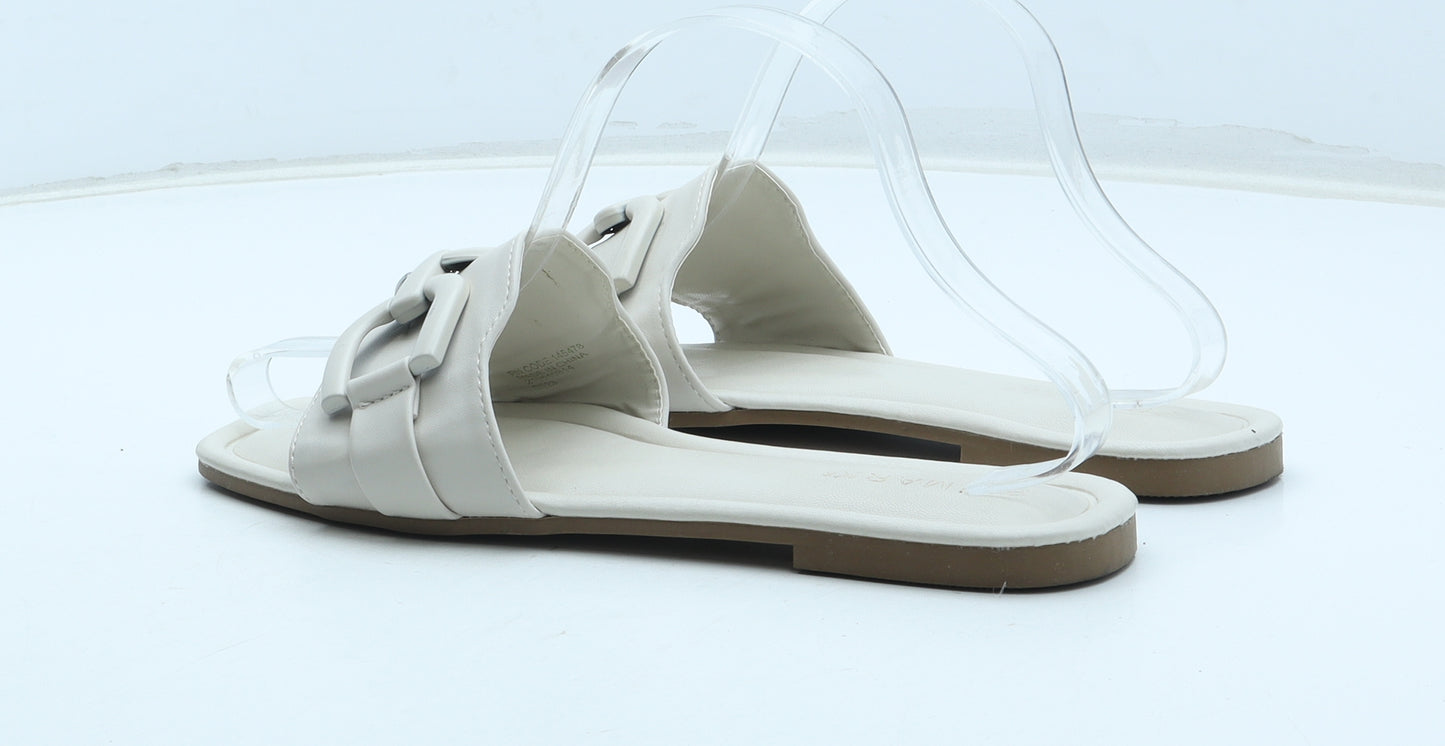 Primark Womens Beige Polyurethane Slip On Sandal UK