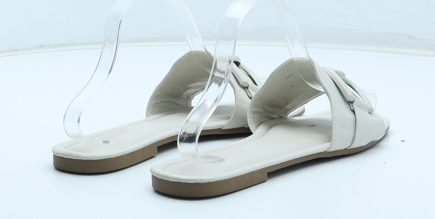 Primark Womens Beige Polyurethane Slip On Sandal UK