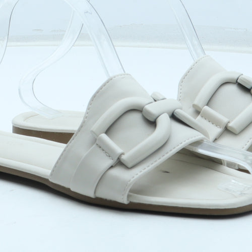 Primark Womens Beige Polyurethane Slip On Sandal UK