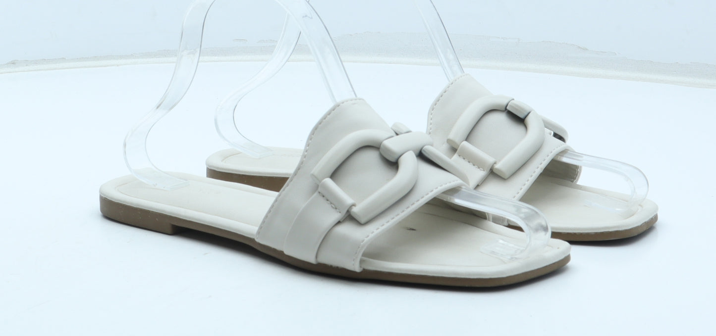Primark Womens Beige Polyurethane Slip On Sandal UK