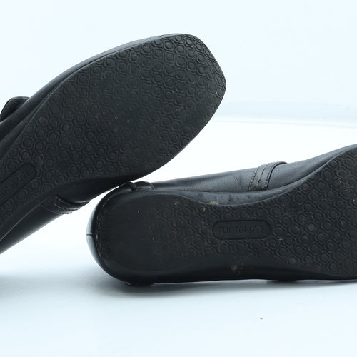 FootGlove Womens Black Leather Mary Jane Flat UK