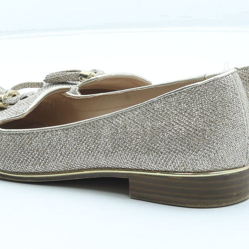 River Island Womens Gold Synthetic Loafer Flat UK