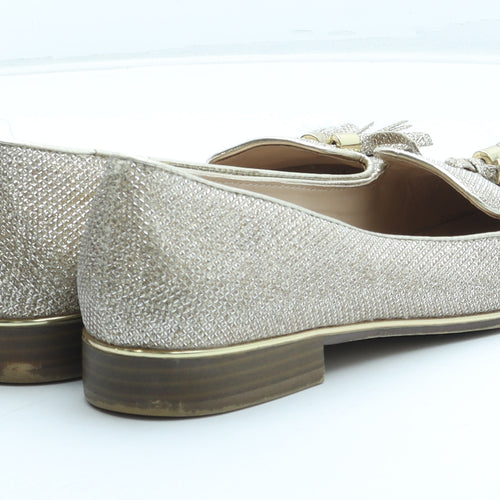 River Island Womens Gold Synthetic Loafer Flat UK
