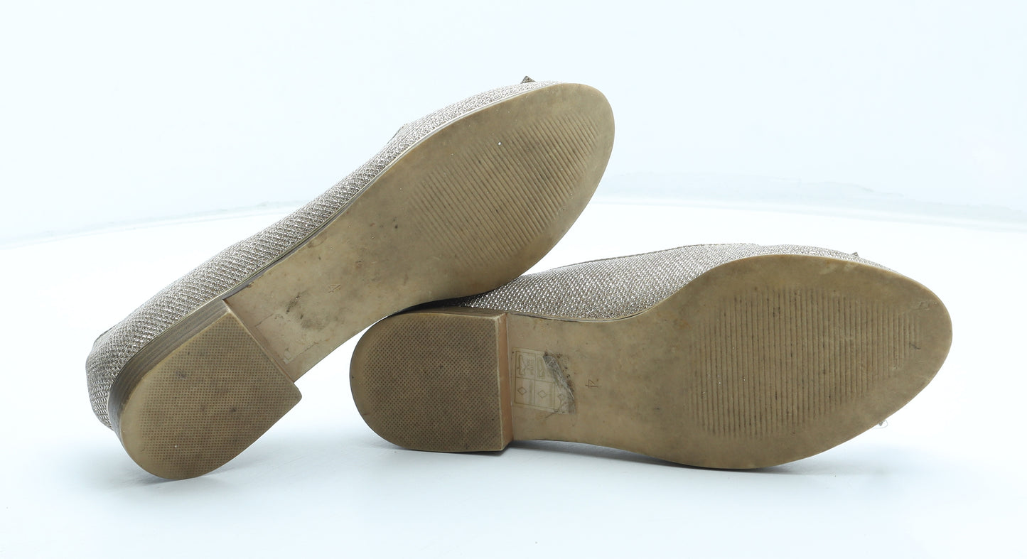 River Island Womens Gold Synthetic Loafer Flat UK