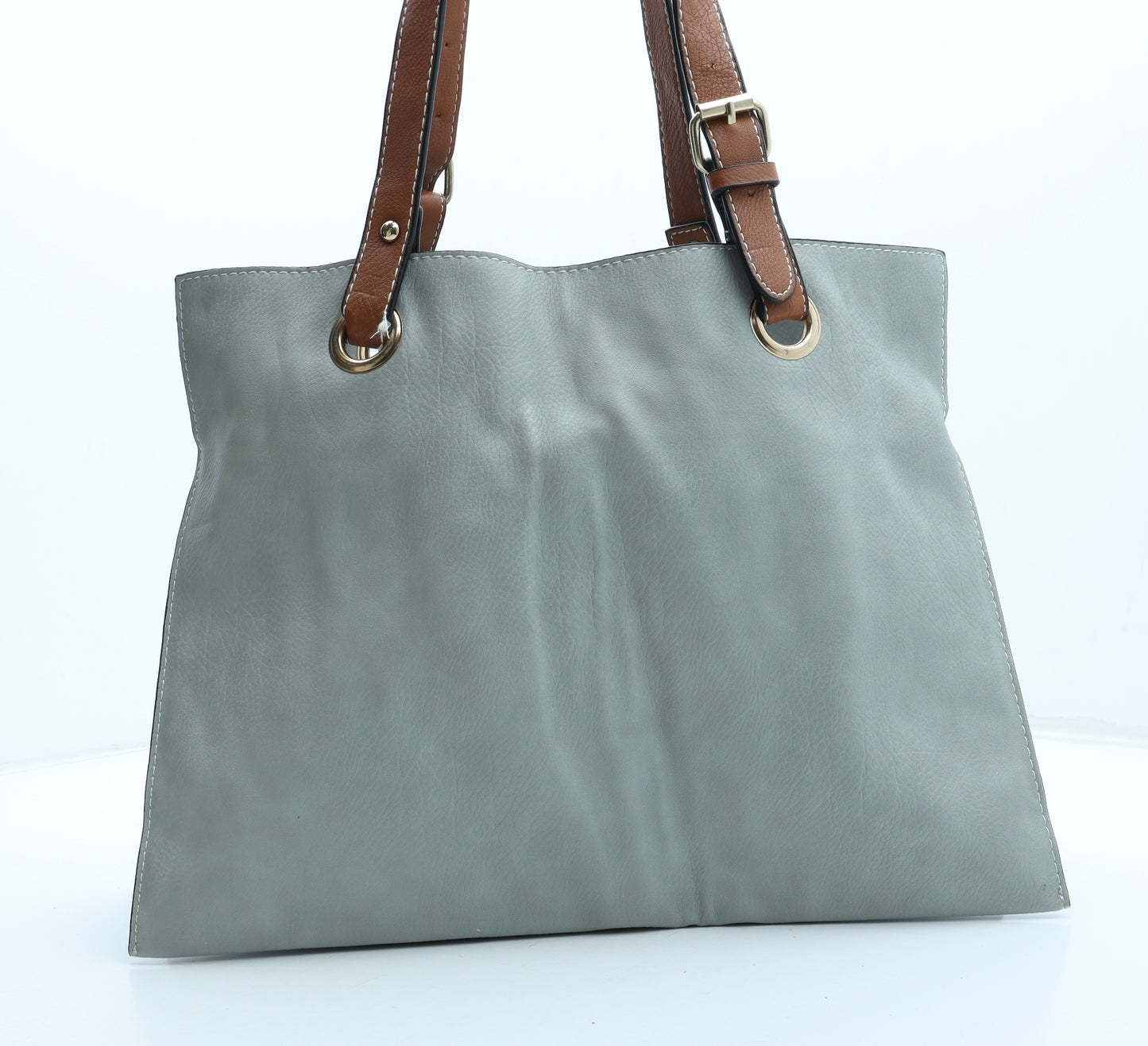Preworn Womens Grey Polyurethane Shoulder Bag Size Large