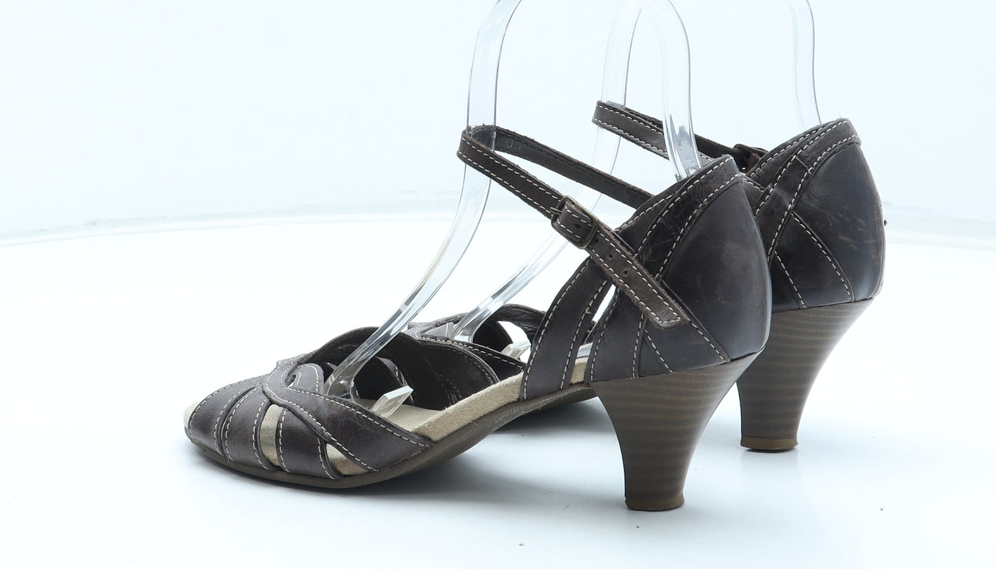 BHS Womens Brown Leather Strappy Heel UK
