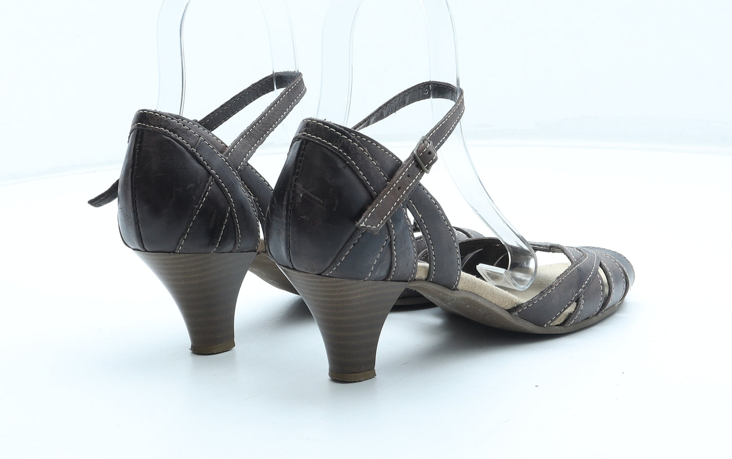 BHS Womens Brown Leather Strappy Heel UK