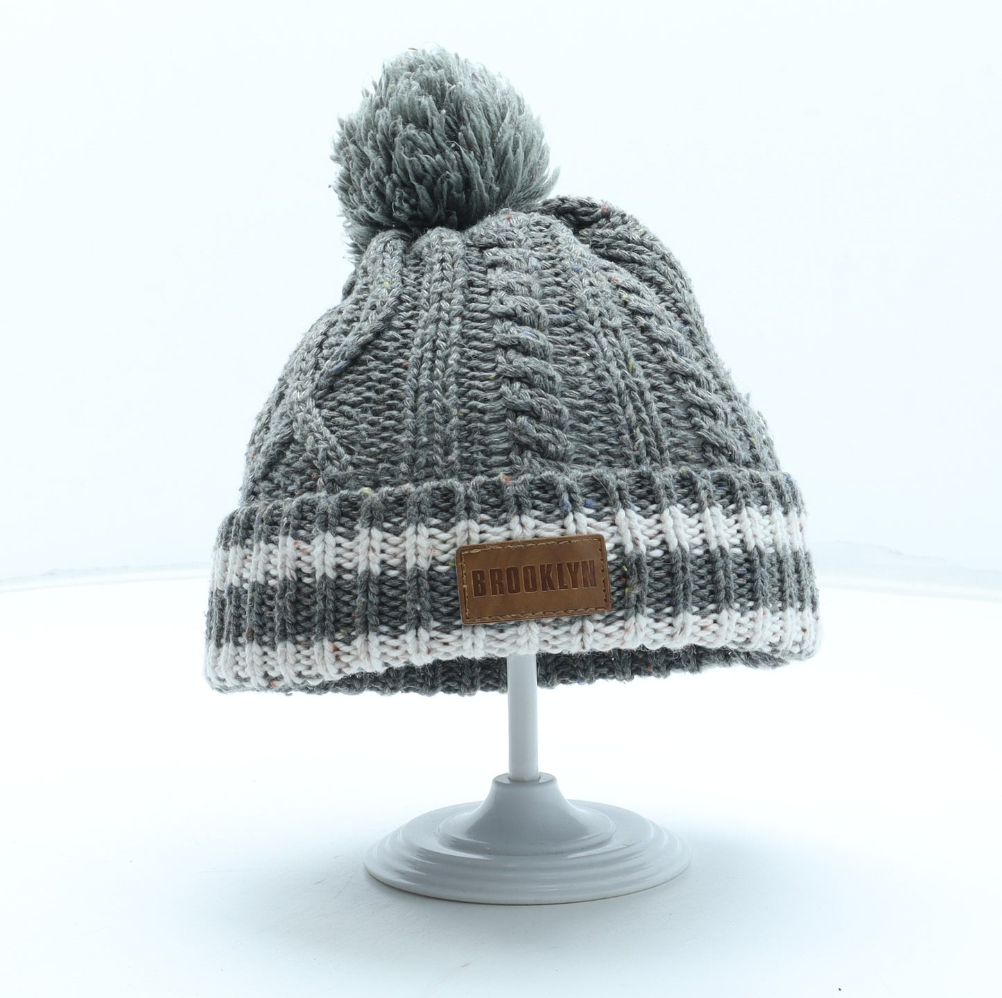 Primark Boys Grey Acrylic Bobble Hat Size S - Brooklyn