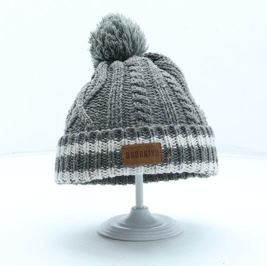 Primark Boys Grey Acrylic Bobble Hat Size S - Brooklyn
