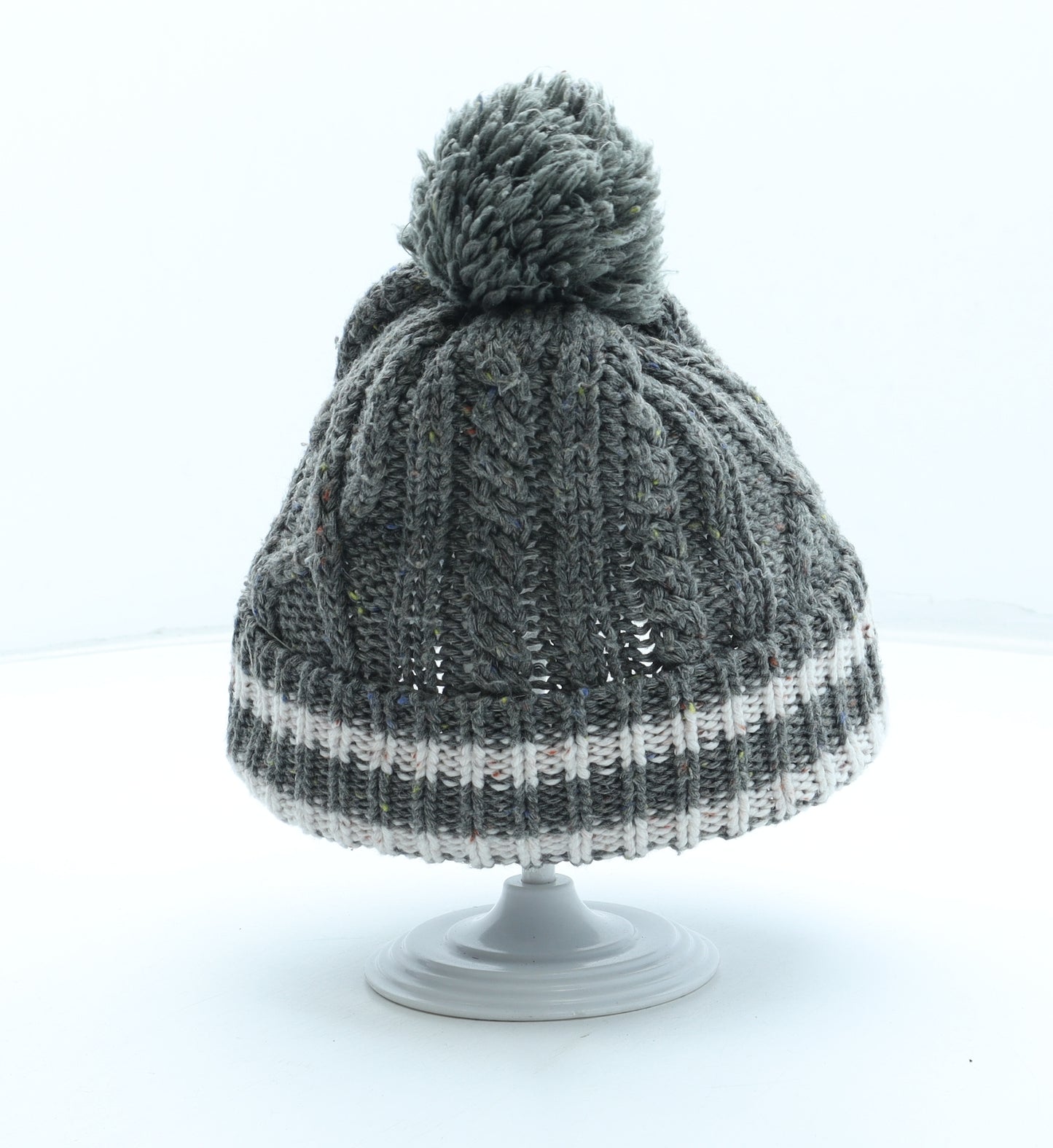 Primark Boys Grey Acrylic Bobble Hat Size S - Brooklyn