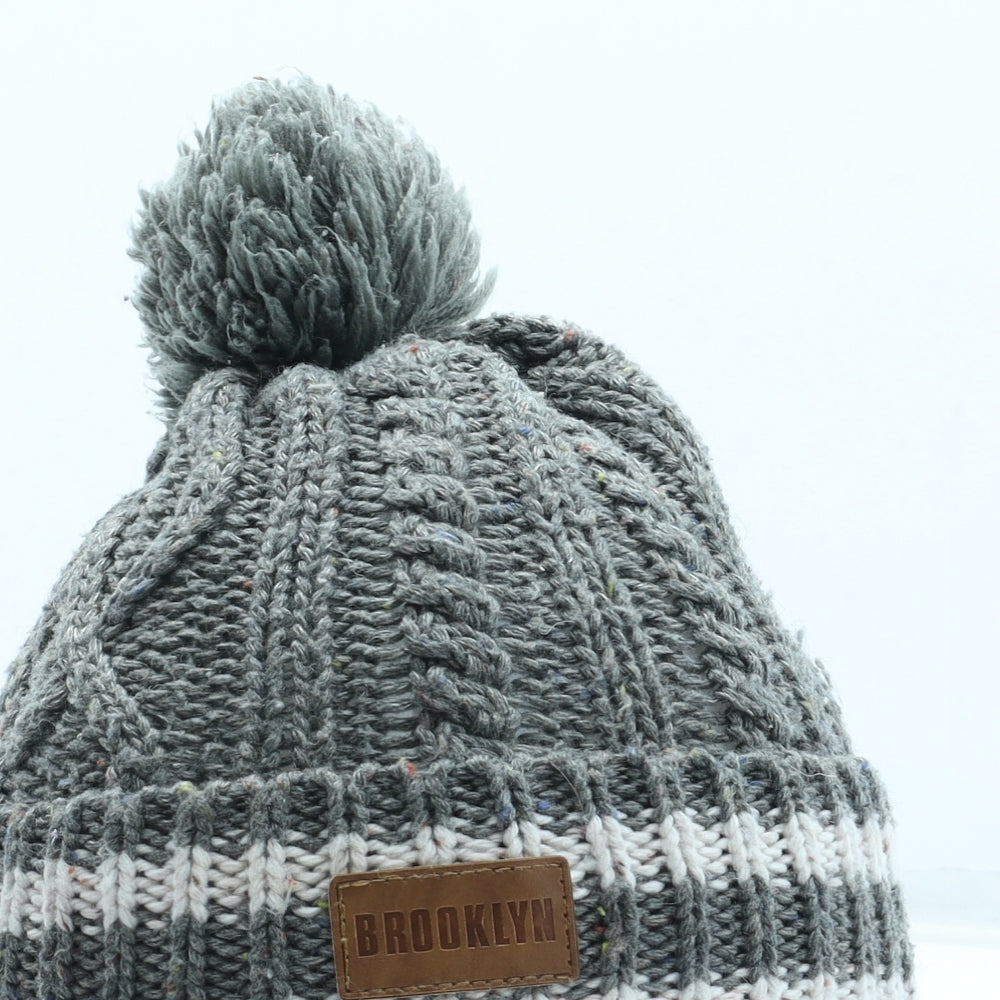 Primark Boys Grey Acrylic Bobble Hat Size S - Brooklyn