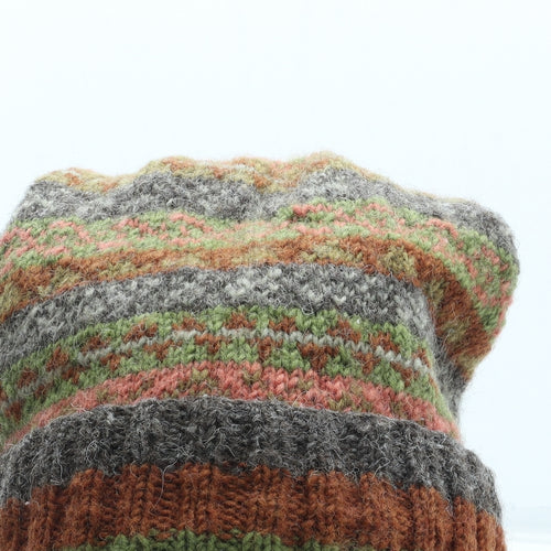Pachamama Mens Multicoloured Fair Isle Wool Beanie Size L - Pom Pom Detail