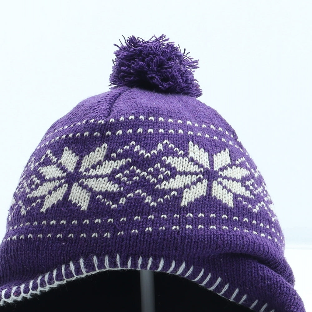 Preworn Womens Purple Fair Isle Acrylic Winter Hat One Size