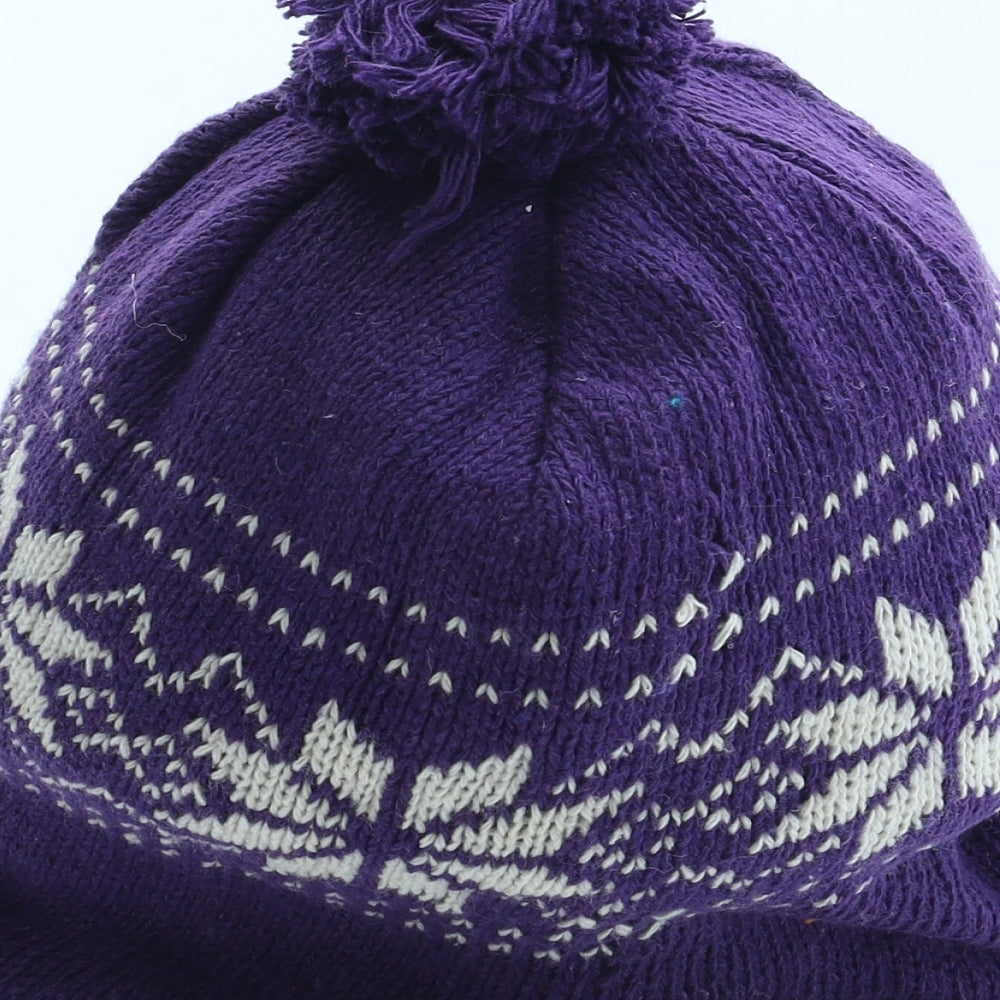 Preworn Womens Purple Fair Isle Acrylic Winter Hat One Size