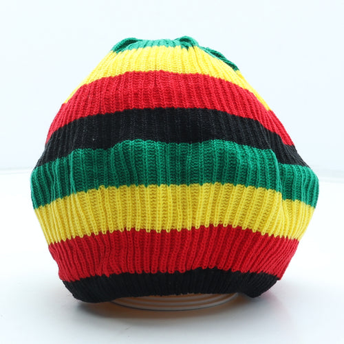 Preworn Mens Multicoloured Striped Acrylic Beanie One Size