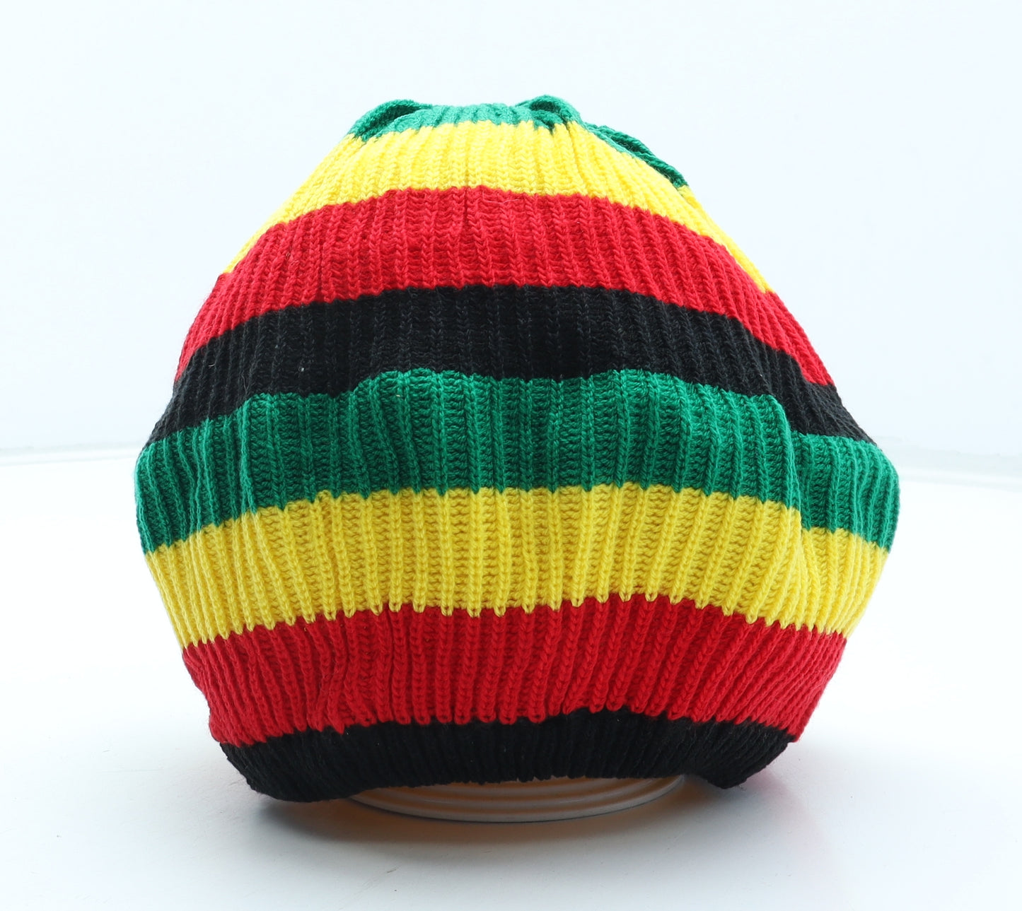 Preworn Mens Multicoloured Striped Acrylic Beanie One Size