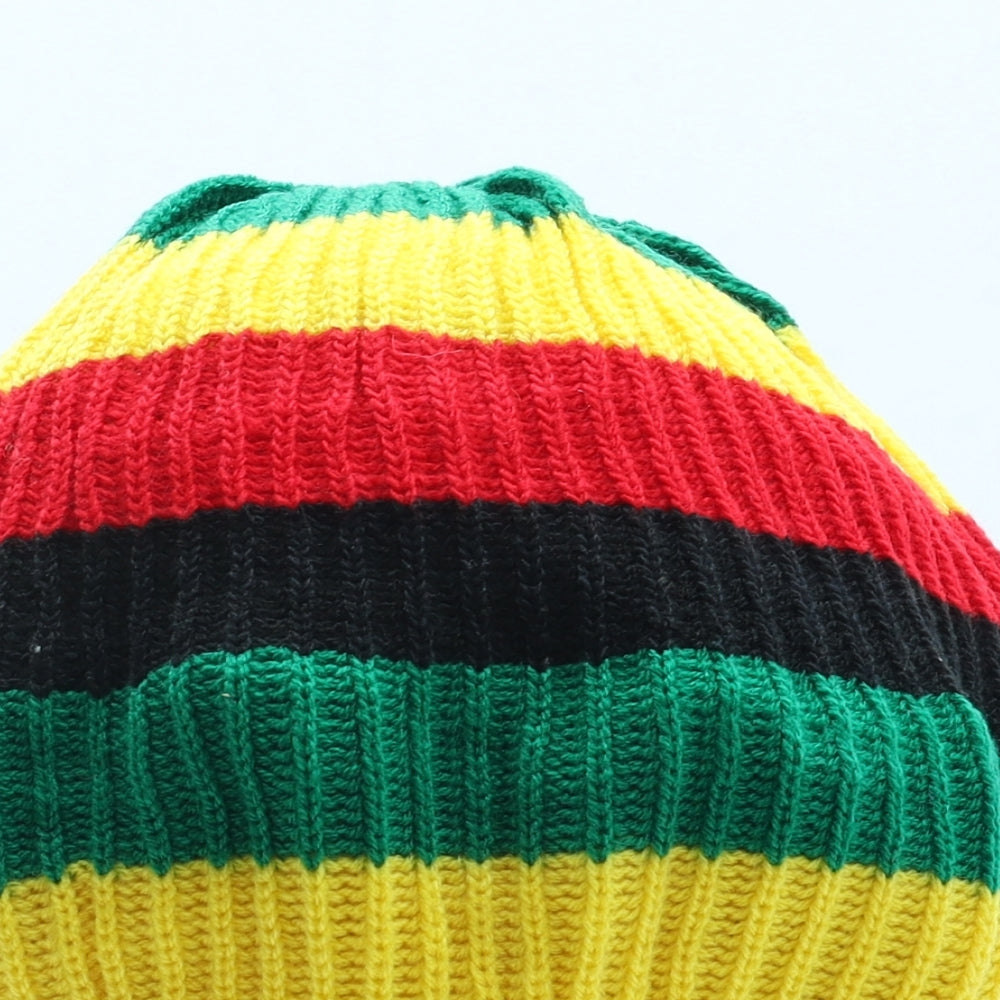 Preworn Mens Multicoloured Striped Acrylic Beanie One Size