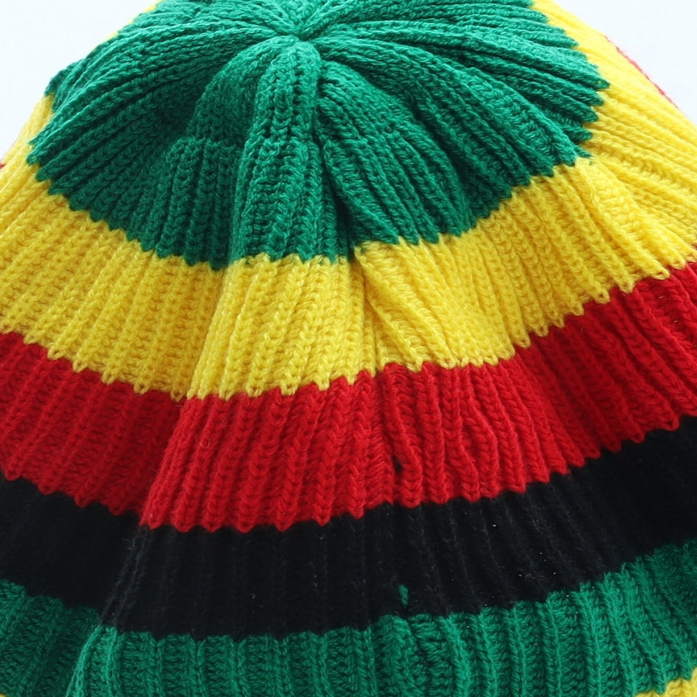 Preworn Mens Multicoloured Striped Acrylic Beanie One Size