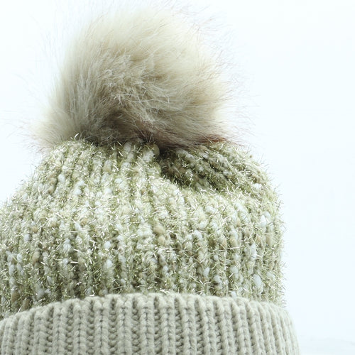 Preworn Womens Gold Acrylic Bobble Hat One Size