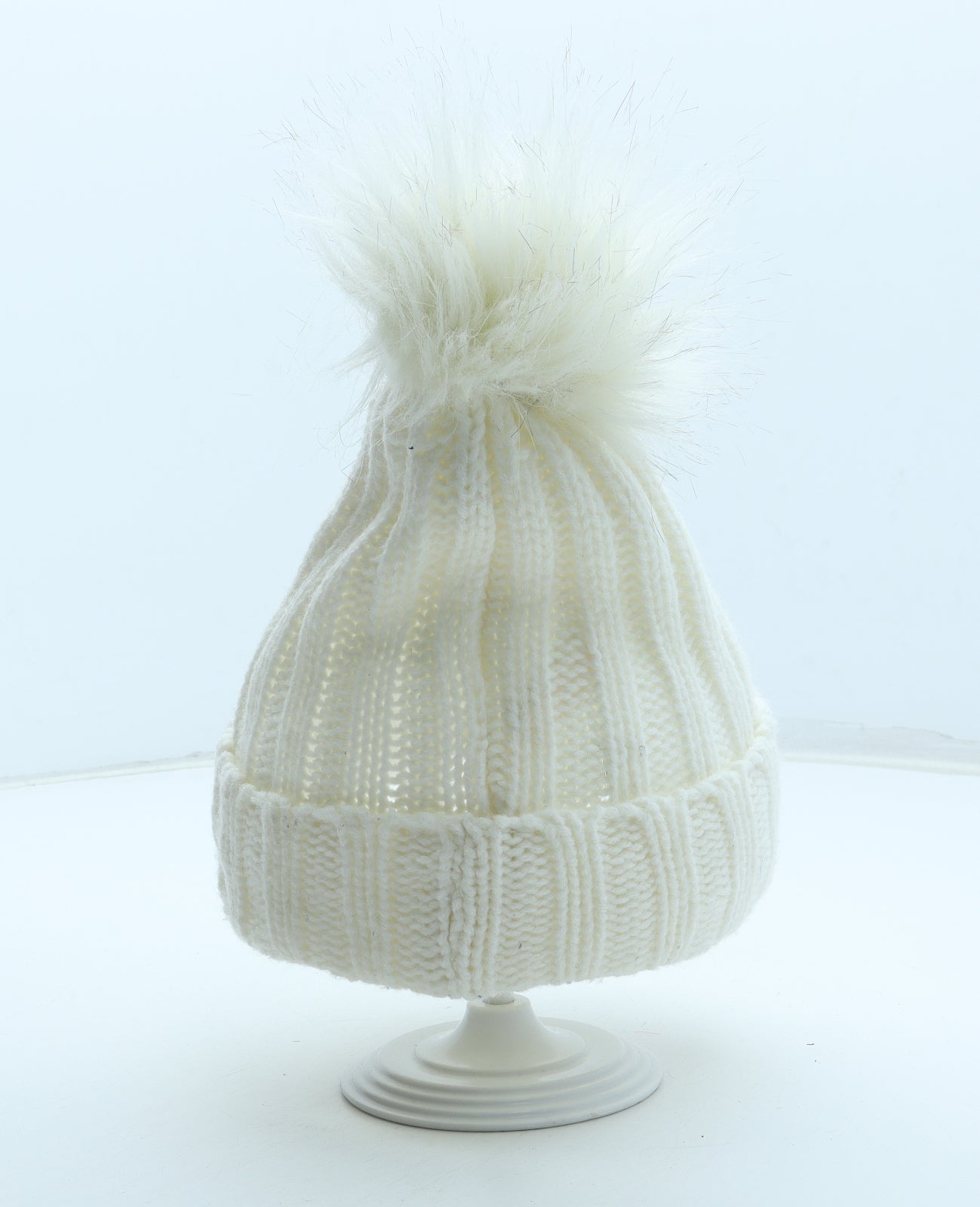 Atmosphere Womens White Acrylic Bobble Hat One Size