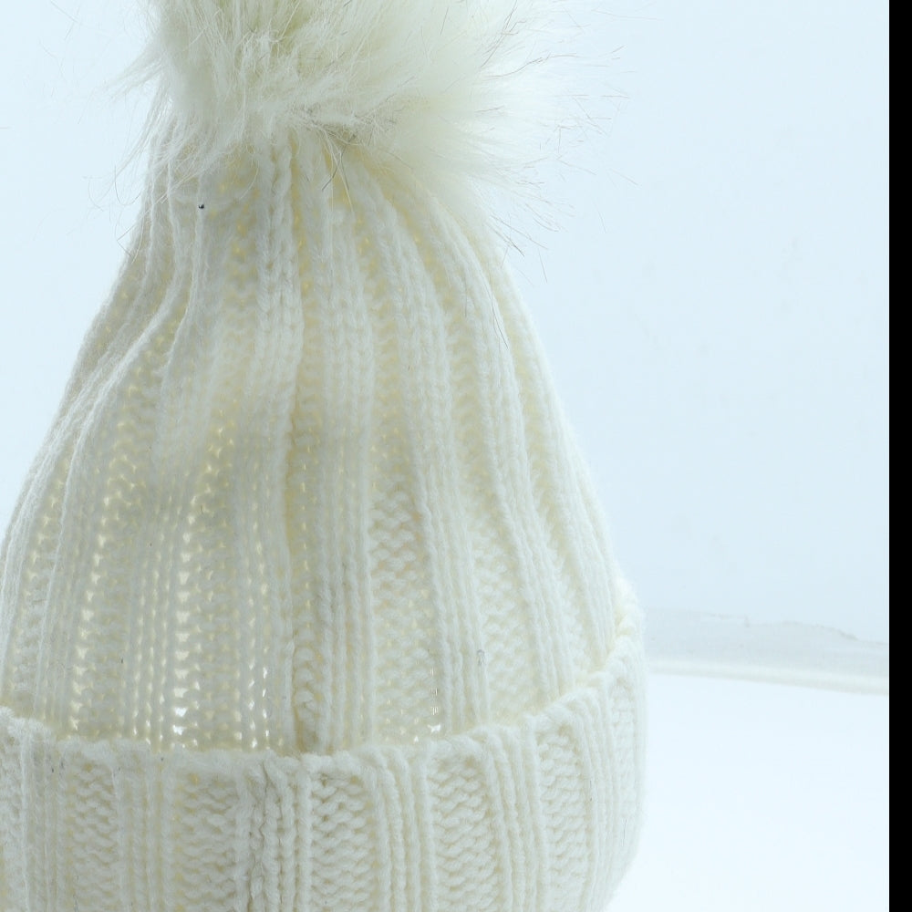 Atmosphere Womens White Acrylic Bobble Hat One Size